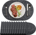 Placemats Set of 12 Washable Oval Placemats - Heat Resistant, Non Slip