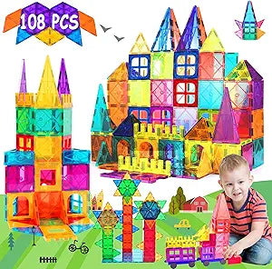 DMOIU 108PCS Magnetic Tiles for Kids Age 3-8, STEM Toys