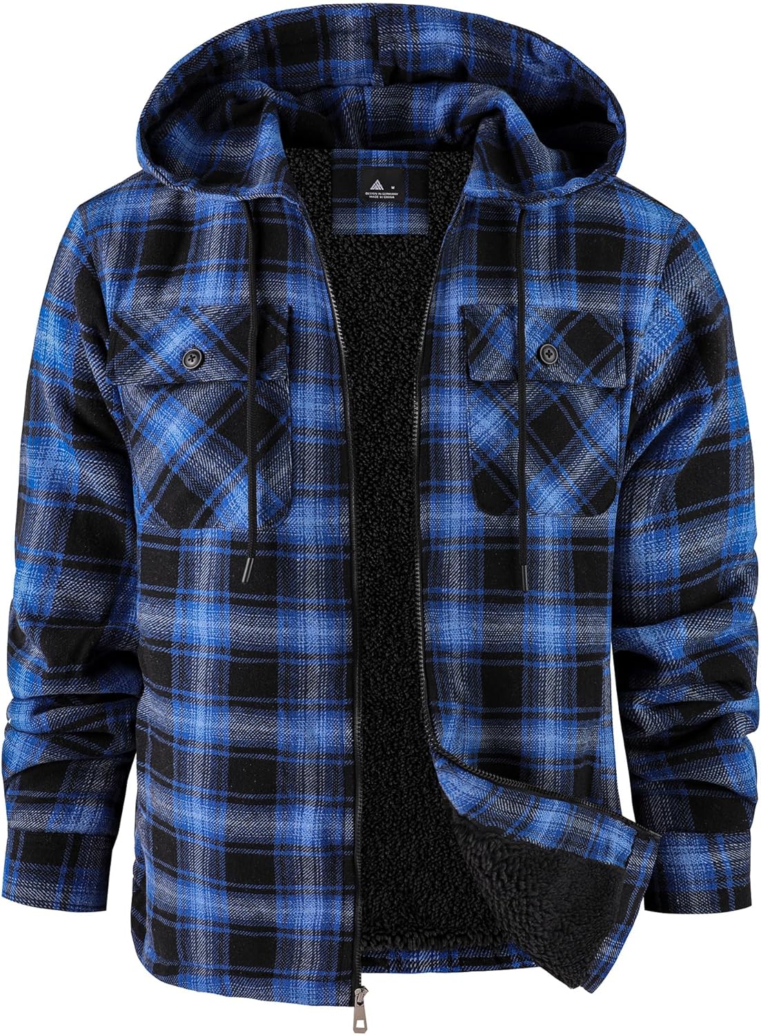 V VALANCH Men's Flannel Shirt Jacket with Hood for Winter Warmth