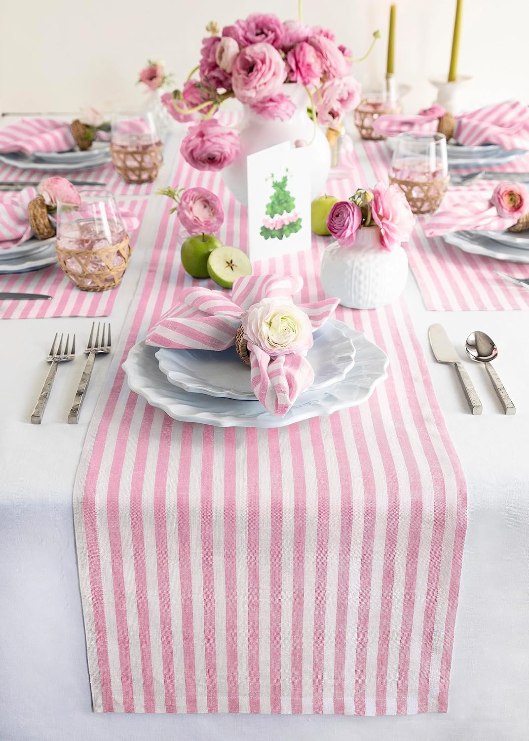Solino Home Striped Linen Table Runner 60 Inches - Amalfi Stripe