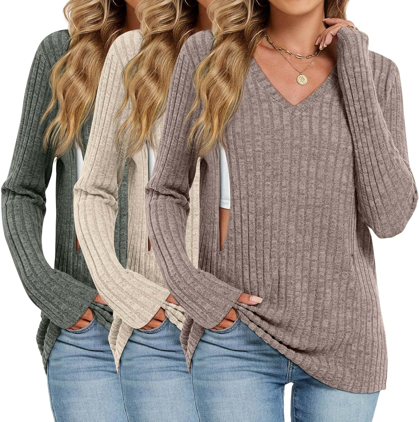 3 Pack Women's Maternity Nursing Tops for Comfortable Feeding