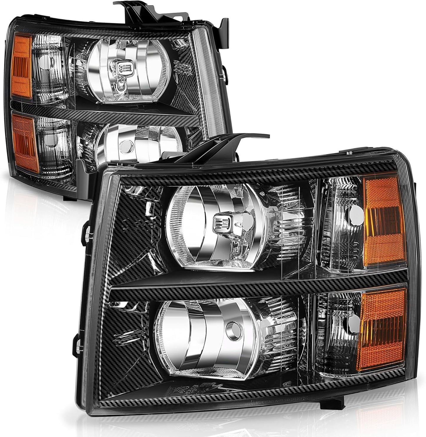 Auto Dynasty Carbon Fiber Pattern Headlights for Chevy Silverado