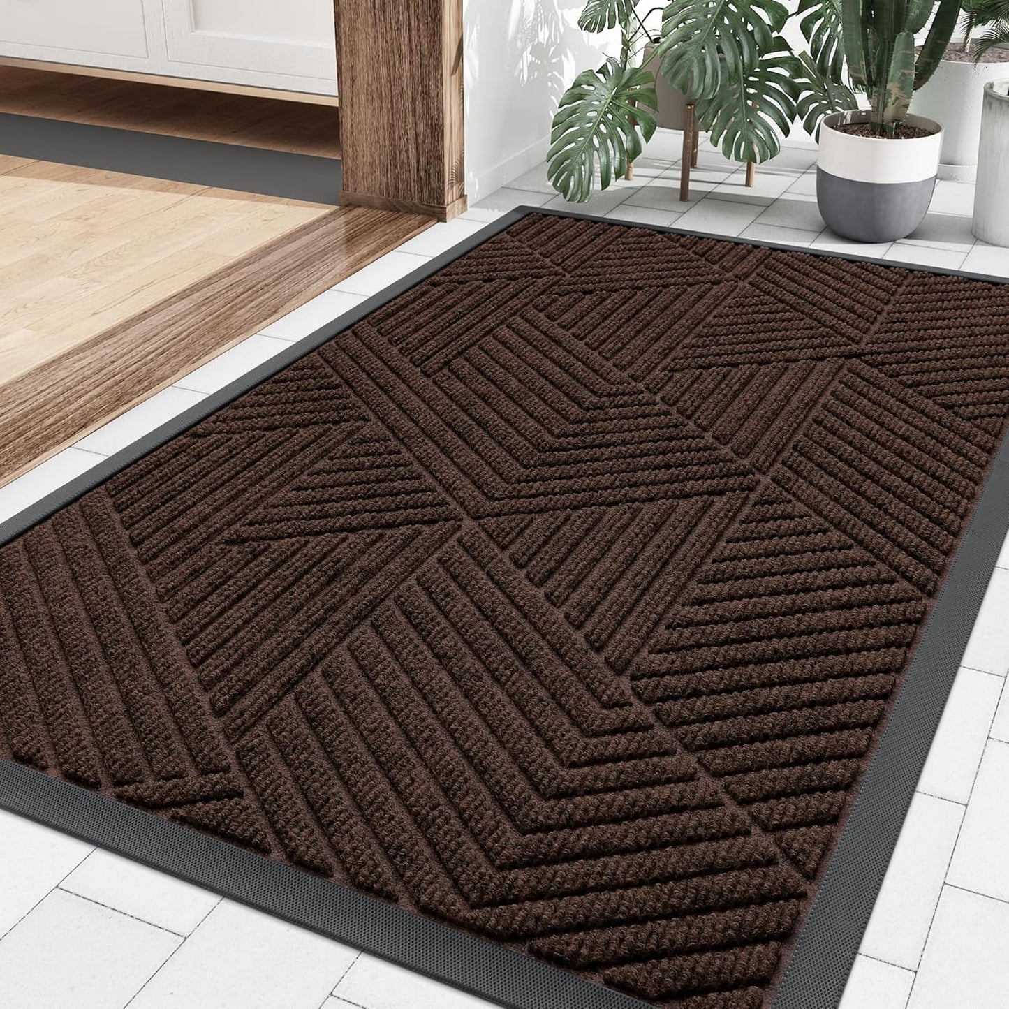 Smiry Heavy Duty Natural Rubber Doormat for Indoor Outdoor Use