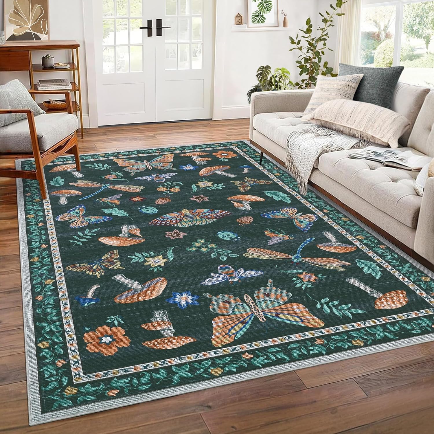 5x7 Washable Rug for Living Room, Non Slip Soft Carpet