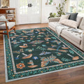 4 x 6 Rug Non-Slip Washable Carpet - Mushroom Insect Low-Pile Rug