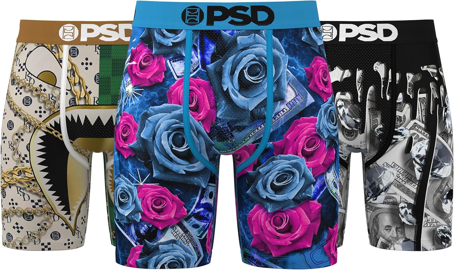 PSD Underwear Mens Boxer Briefs - Soft Breathable Floral Print