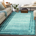Lahome Modern Abstract Area Rug 5x7 - Washable Teal Low-Pile