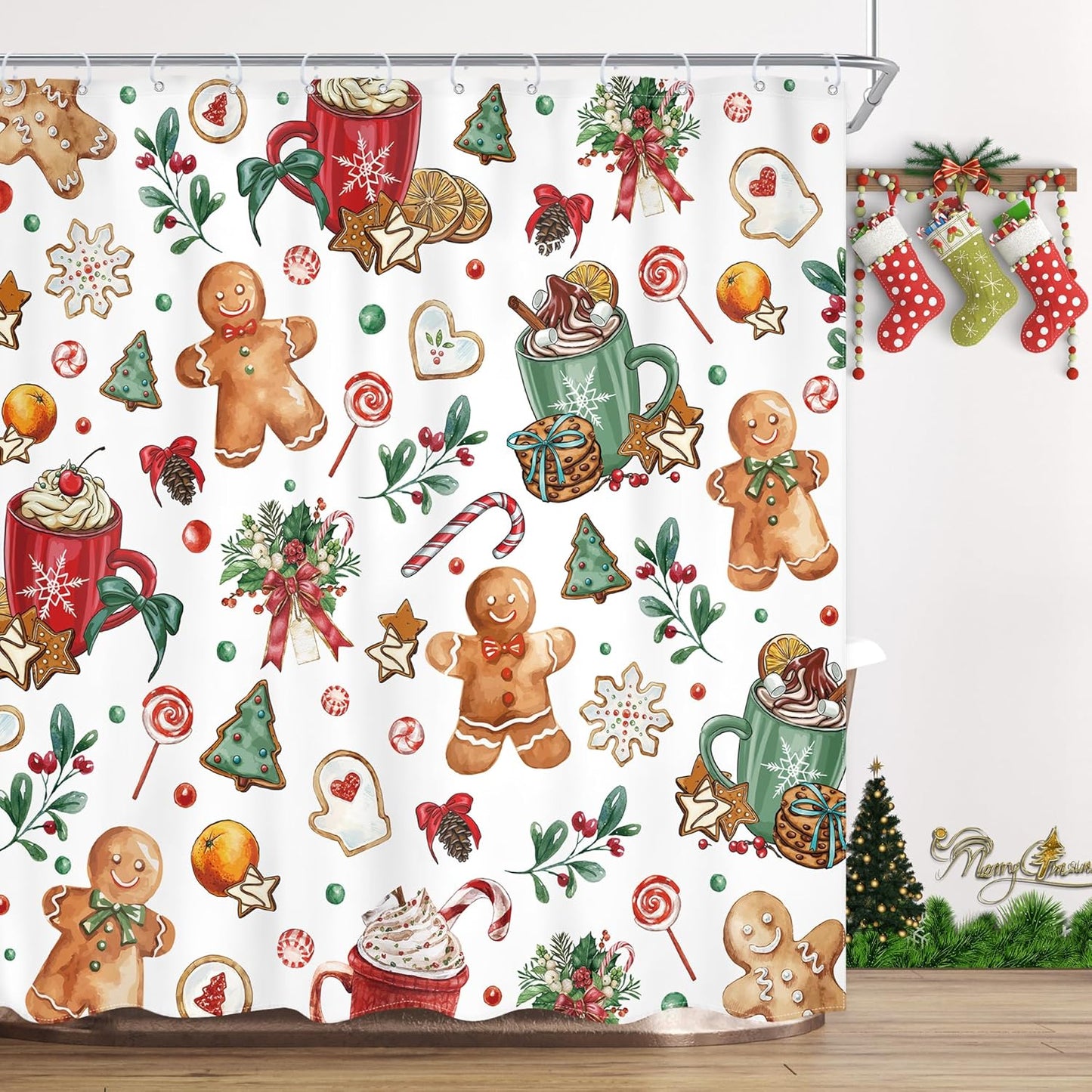 Festive Christmas Shower Curtain by Ufeela