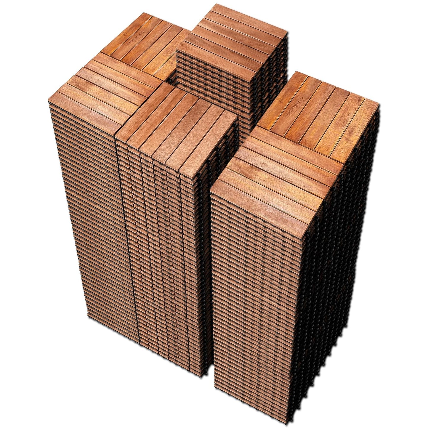 PrimeZone 297 PCS Acacia Wood Interlocking Patio Deck Tiles