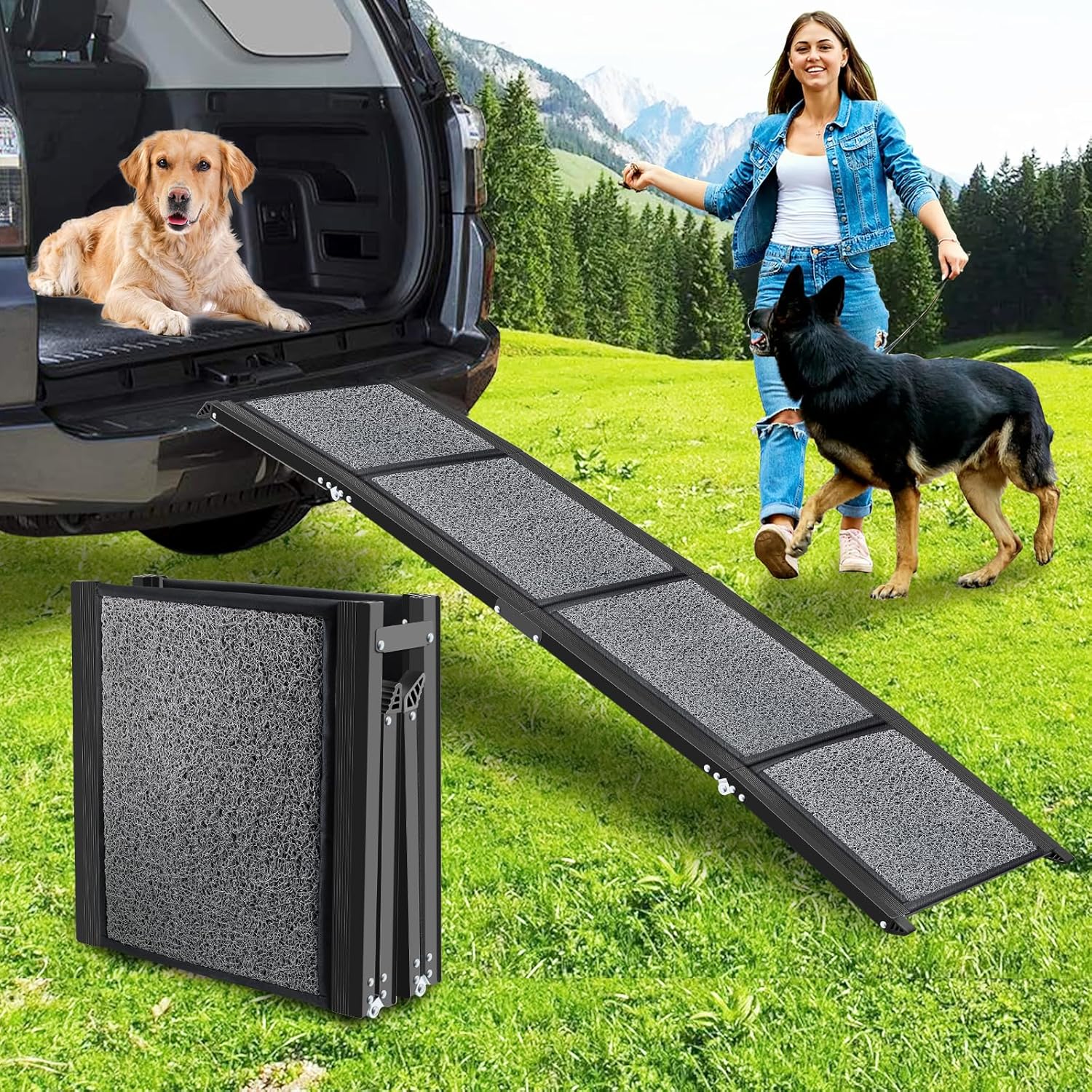 Dog Ramp for Car - Mowfeu Portable Folding Pet Stair Ramp