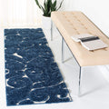 Florida Shag Runner Rug 2ft 3in x 7ft - Plush Dark Blue & Cream