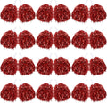 60 Pcs Red Cheerleading Pom Poms Bulk Set - Metallic Foil Pom Poms