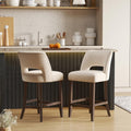 White Upholstered Counter Height Bar Stools Set of 2 - Mid Century