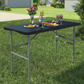 Foldable Table 4ft Plastic Folding Table - Portable Heavy Duty Dining