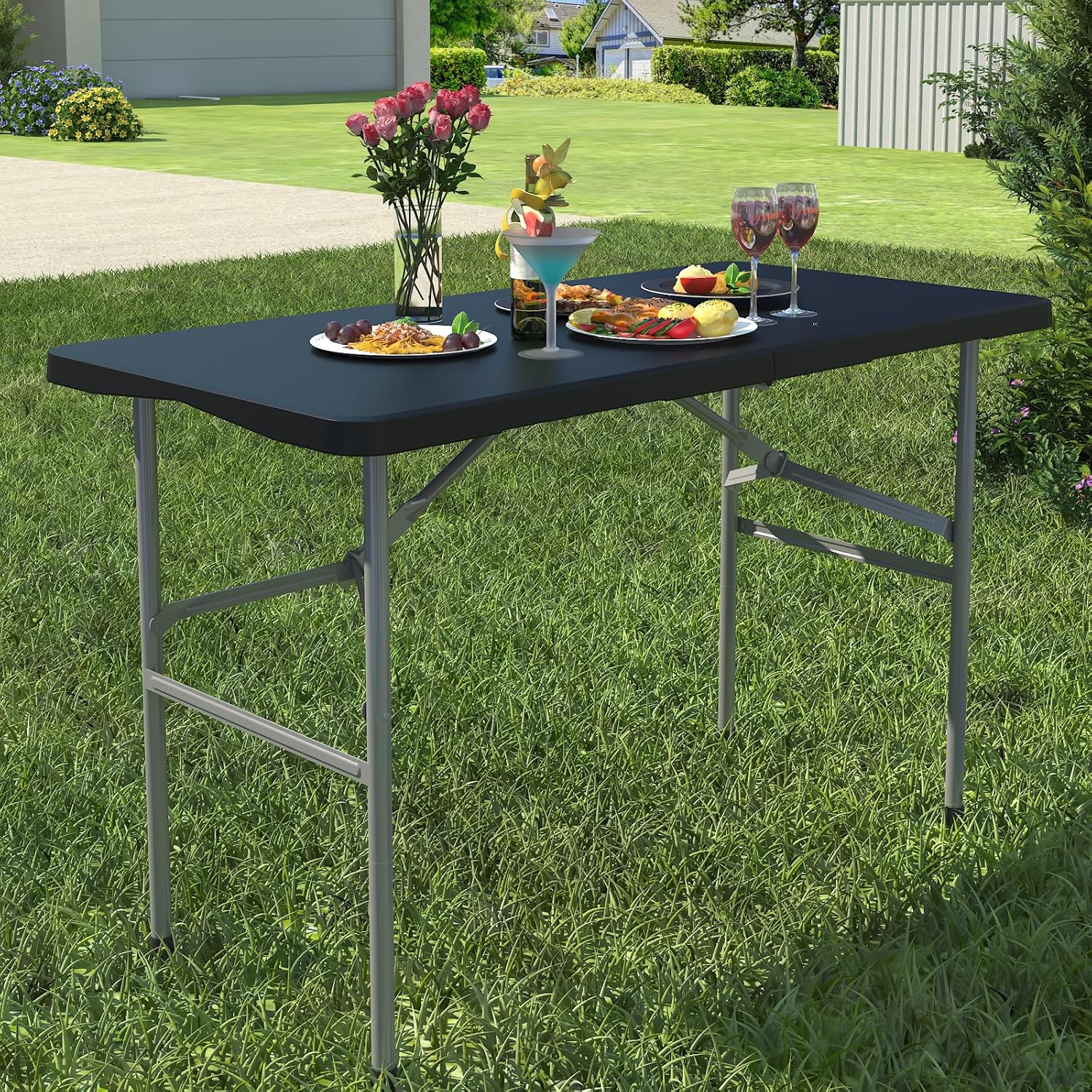 Foldable Table 4ft - Heavy Duty Portable Dining Table for Events