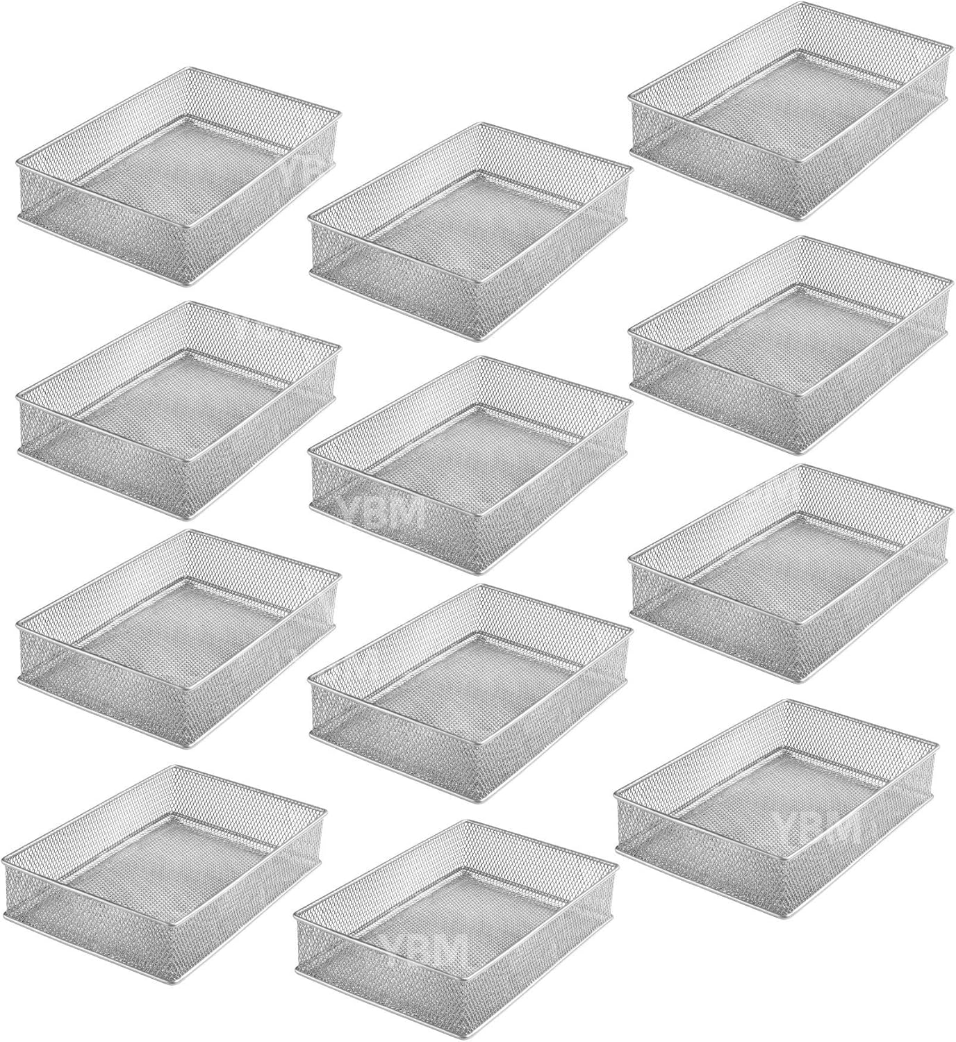 YBM HOME Silver Mesh Drawer Organizer Bins for Office and Home