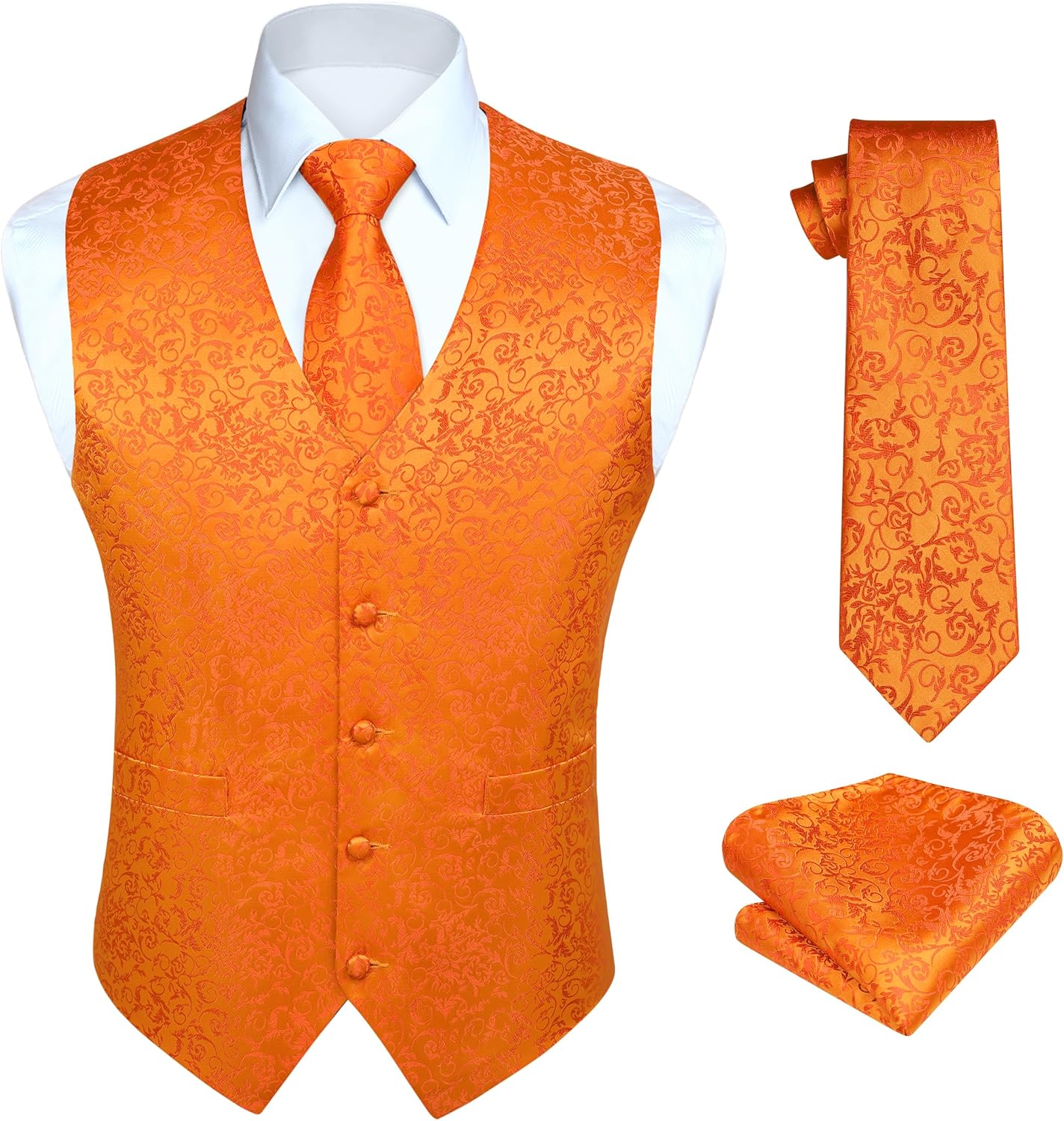 HISDERN Mens Vest Tie Set 3PC for Weddings and Formal Events