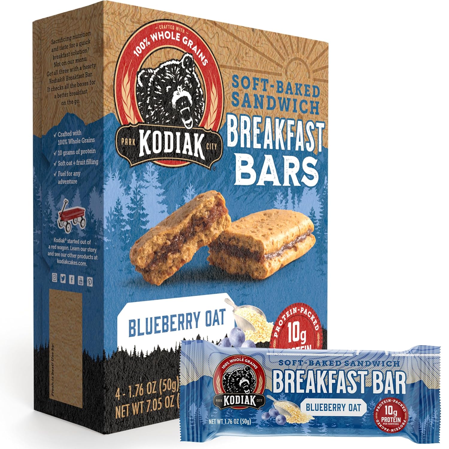 Kodiak Cakes Soft Baked Sandwich Breakfast Bar, Blueberry Oat