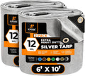 Heavy Duty Silver Poly Tarp 6 ft x 10 ft (2-Pack) - Durable
