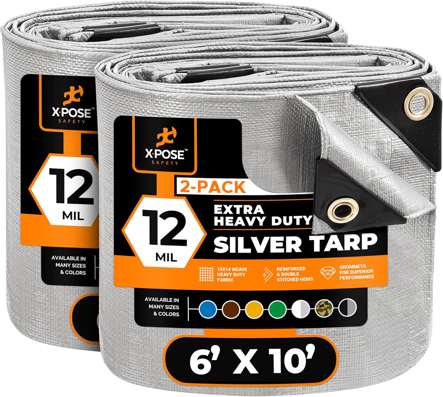 Heavy Duty Silver Poly Tarp 6ft X 10ft - Durable Waterproof Cover