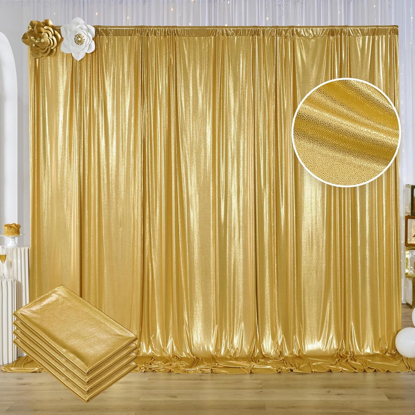 20ftx10ft Gold Sequin Backdrop Curtain for Stunning Events