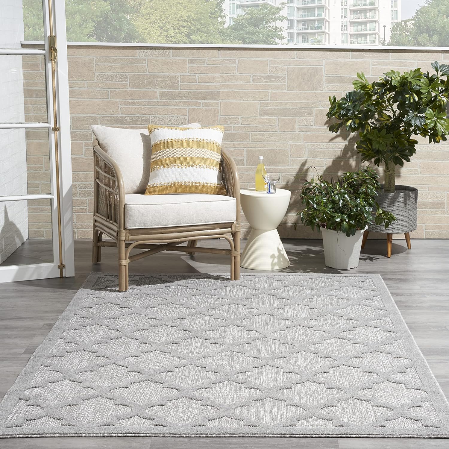 Nourison Home Easy Care Moroccan Silver Grey Area Rug 4ft x 6ft