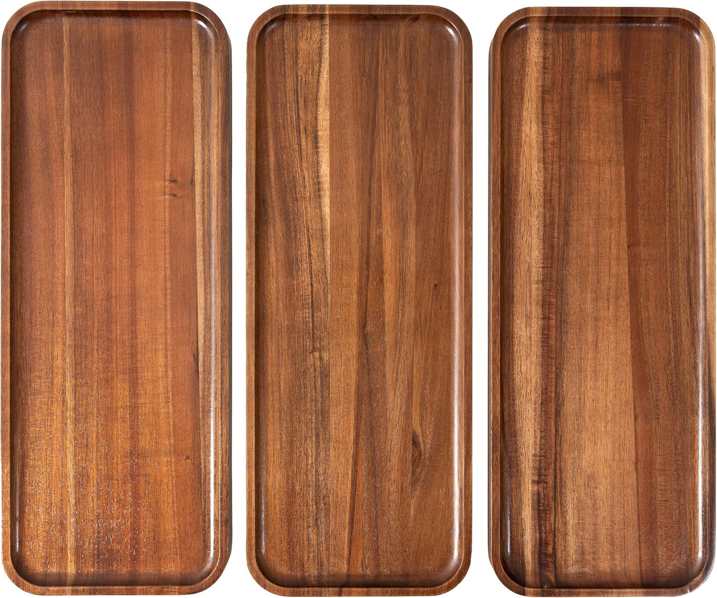 Large Solid Acacia Wood Serving Trays for Home Decor and Food