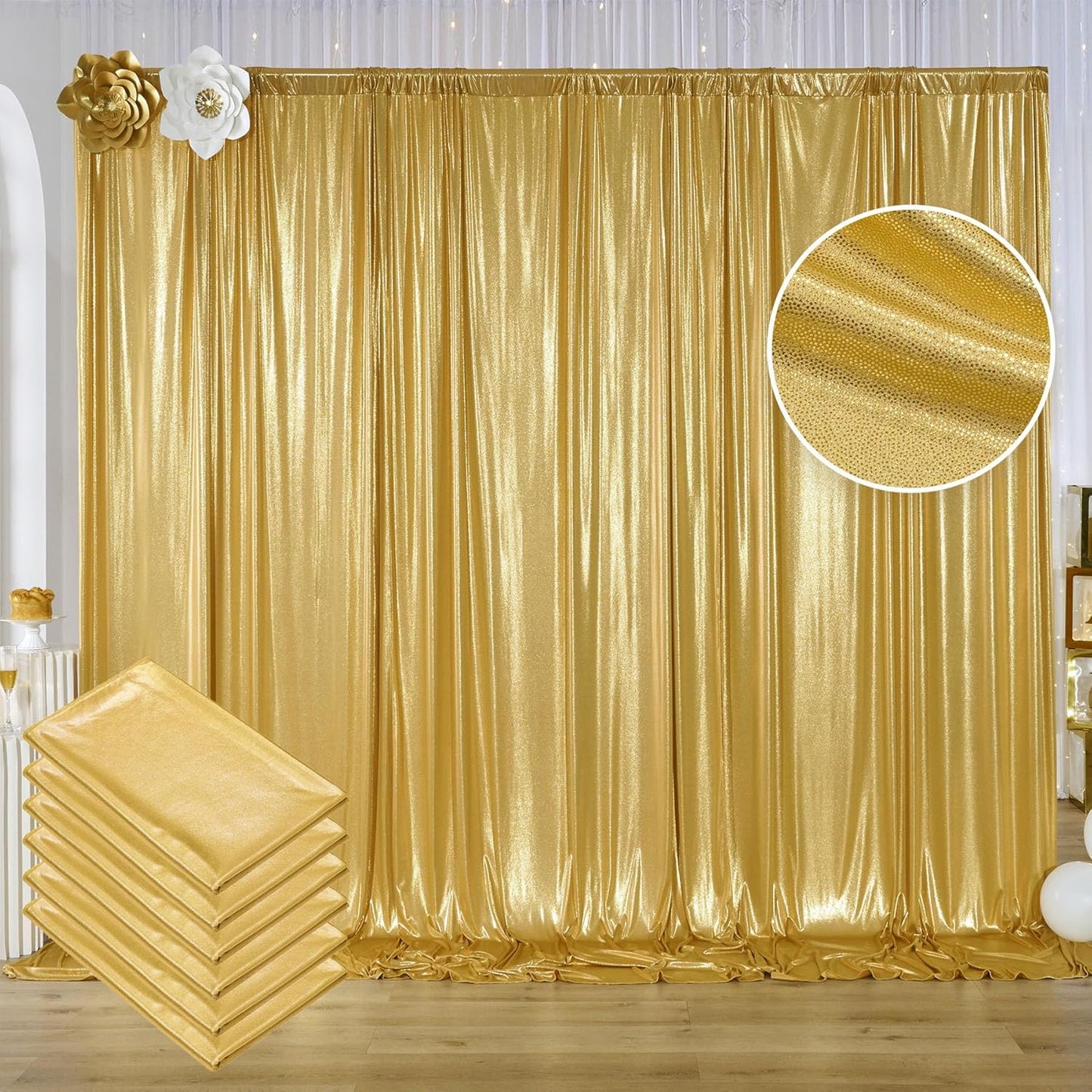 30ftx10ft Gold Backdrop Curtain for Stunning Party Decor