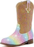 Girls Cowgirl Glitter Boots Mid Calf - Comfortable Low Heel