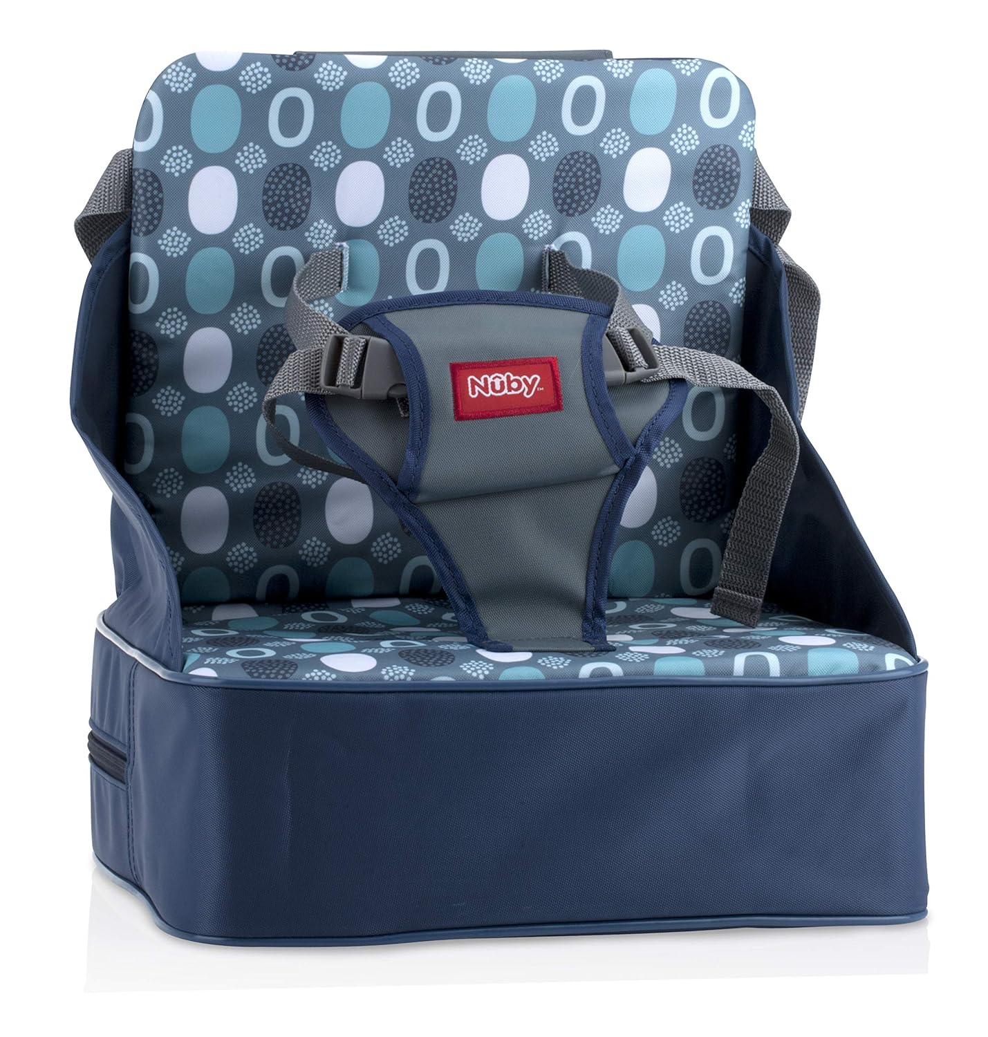 Nuby Easy Go Booster Seat - Portable Seat for On-the-Go Feeding - Holds 50 lbs - Blue