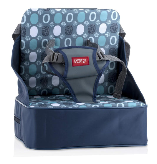 Nuby Easy Go Booster Seat - Portable Seat for On-the-Go Feeding - Holds 50 lbs - Blue