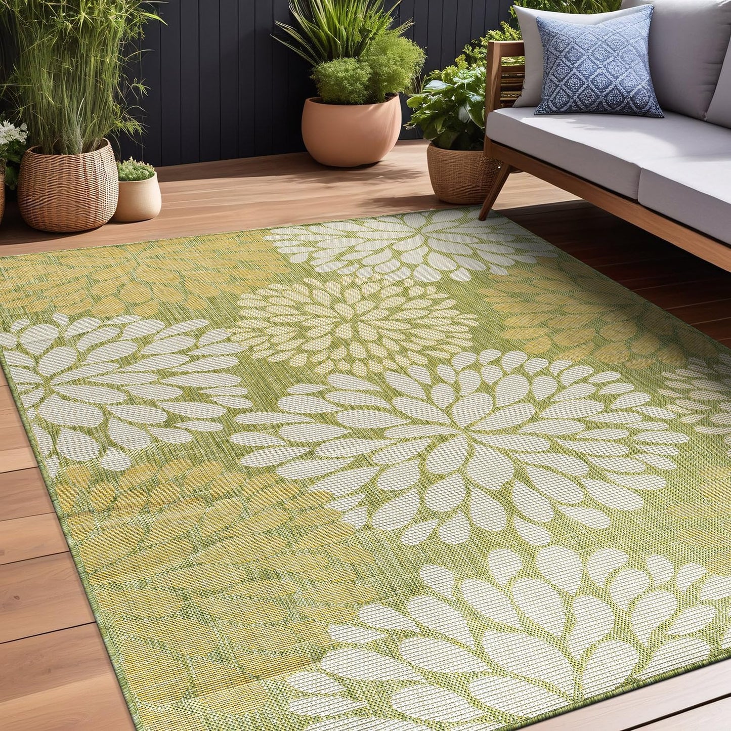 Beverly Rug Outdoor Rug 8x10 Modern Tropical Leaf Design