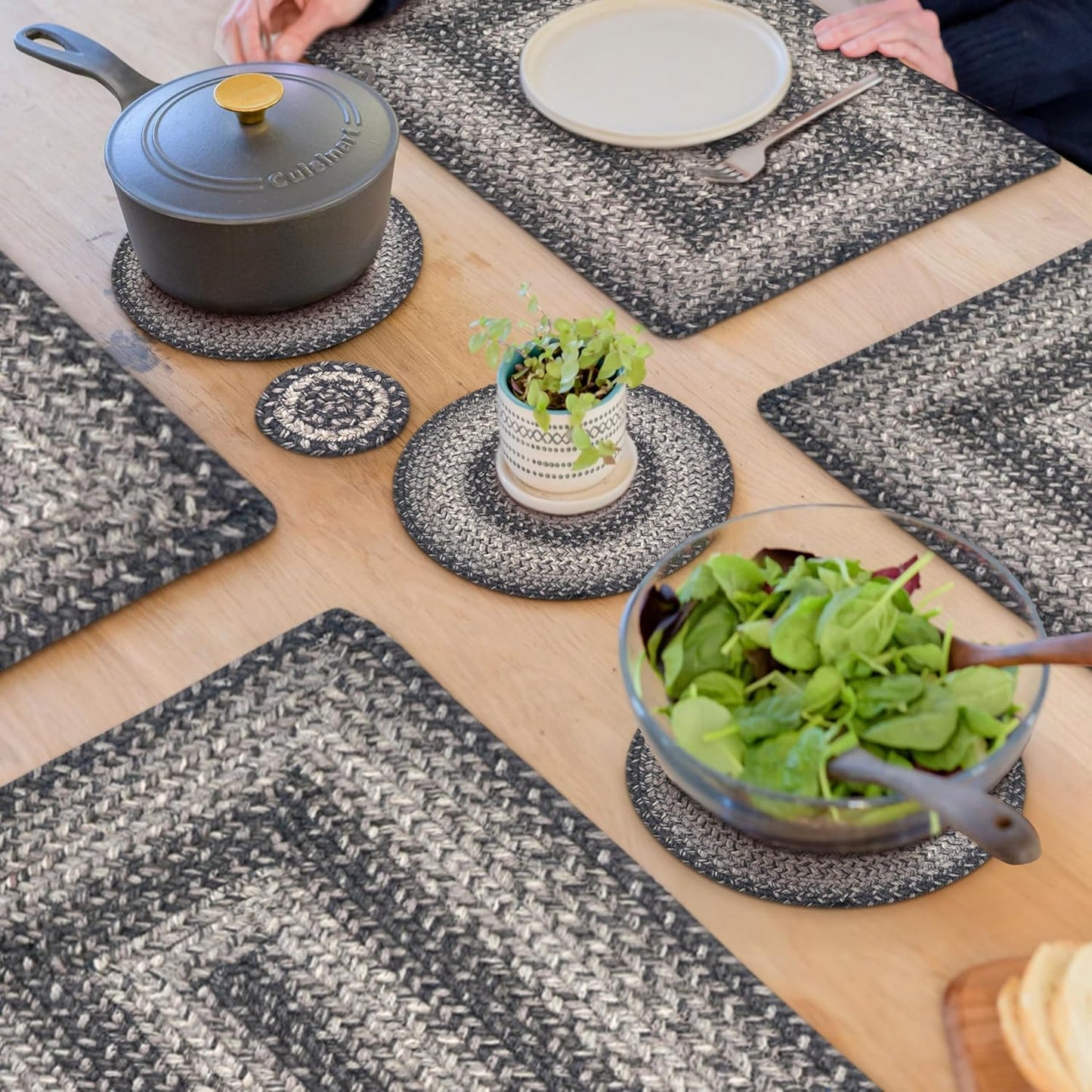 Flint Hill Jute Braided Kitchen Trivets for Hot Dishes Set