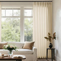 Beige Tan Linen 102 in Curtains 72 in Wide Pinch Pleat - Light