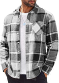 Mens Flannel Plaid Shirt Long Sleeve Lightweight Button Down - Warm