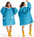 Bedsure Sherpa Blanket Hoodie Aqua Blue - Oversized Wearable Blanket