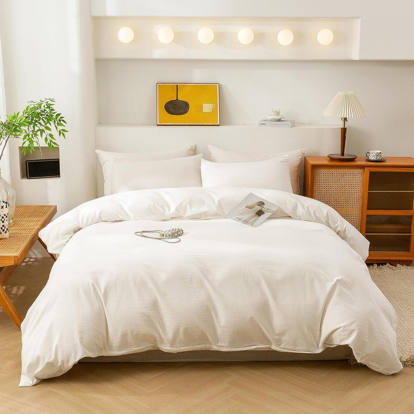 ECOCOTT White Duvet Cover Set for California King Size Beds