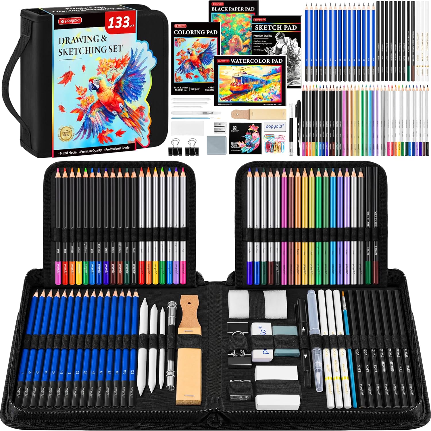 133 Pack Drawing Set Sketching Kit for Artists of All Ages