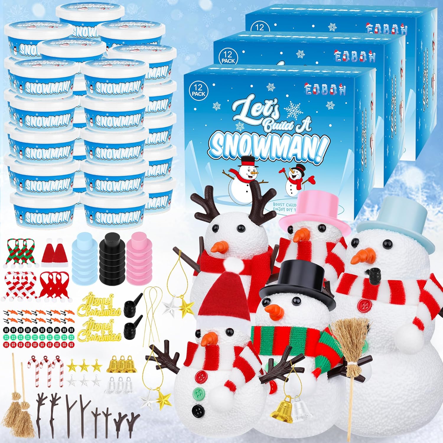 36 Pack Build a Snowman Kit for Creative Winter Crafts Fun