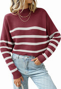 Turtleneck Batwing Ribbed Knit Pullover Sweater - Casual Soft Jumper