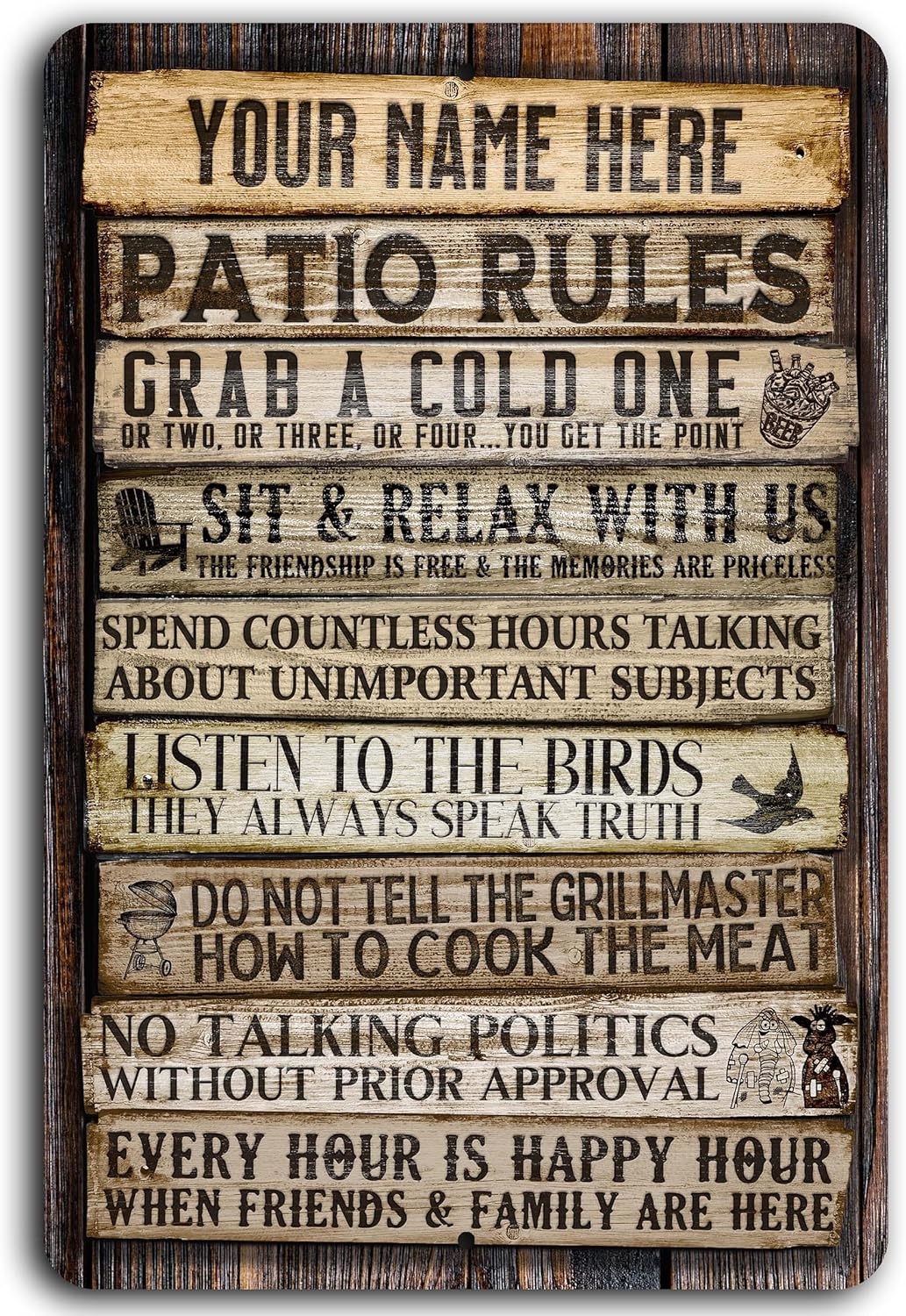 Personalized Deck Rules Sign for Outdoor Spaces - Durable Aluminum