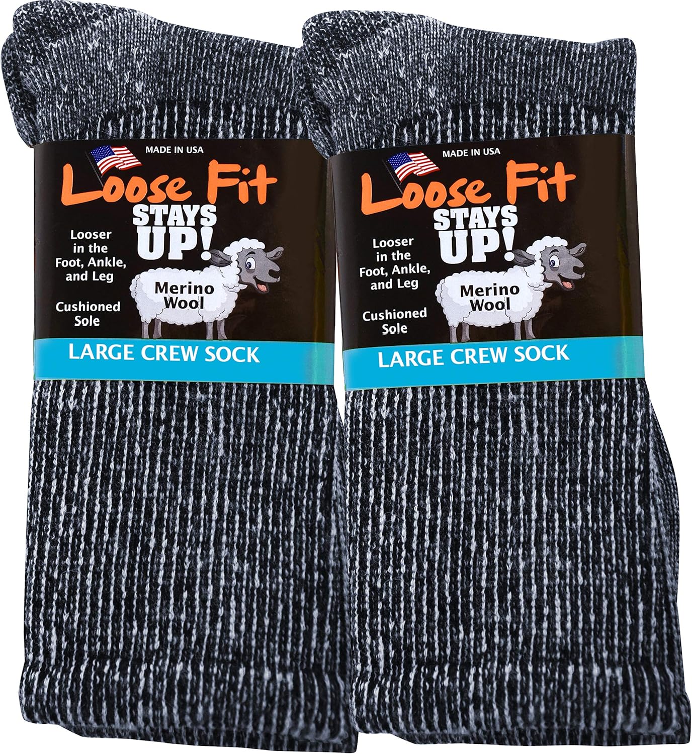 Loose Fit Stays Up Marled Merino Wool Socks for Comfort
