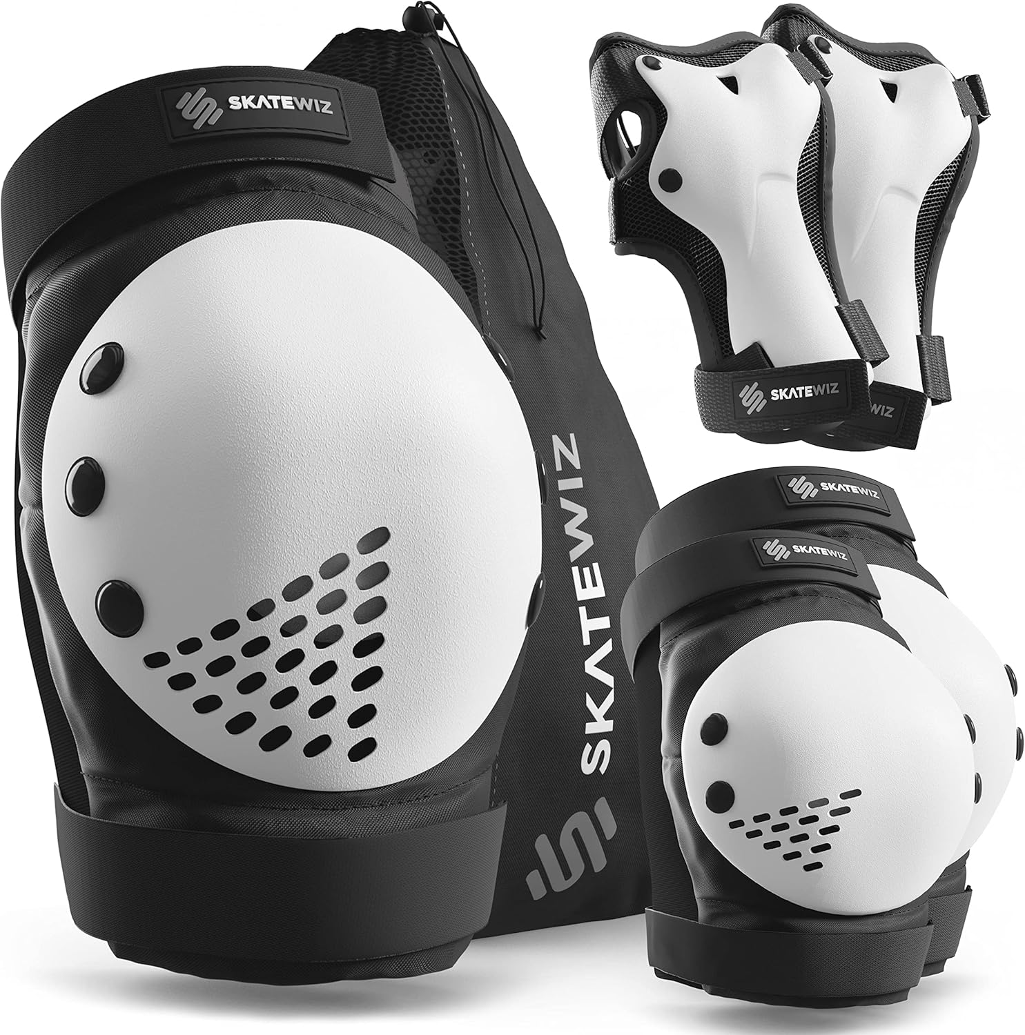 SKATEWIZ Skateboard Pads Protective Gear Set for Kids and Adults