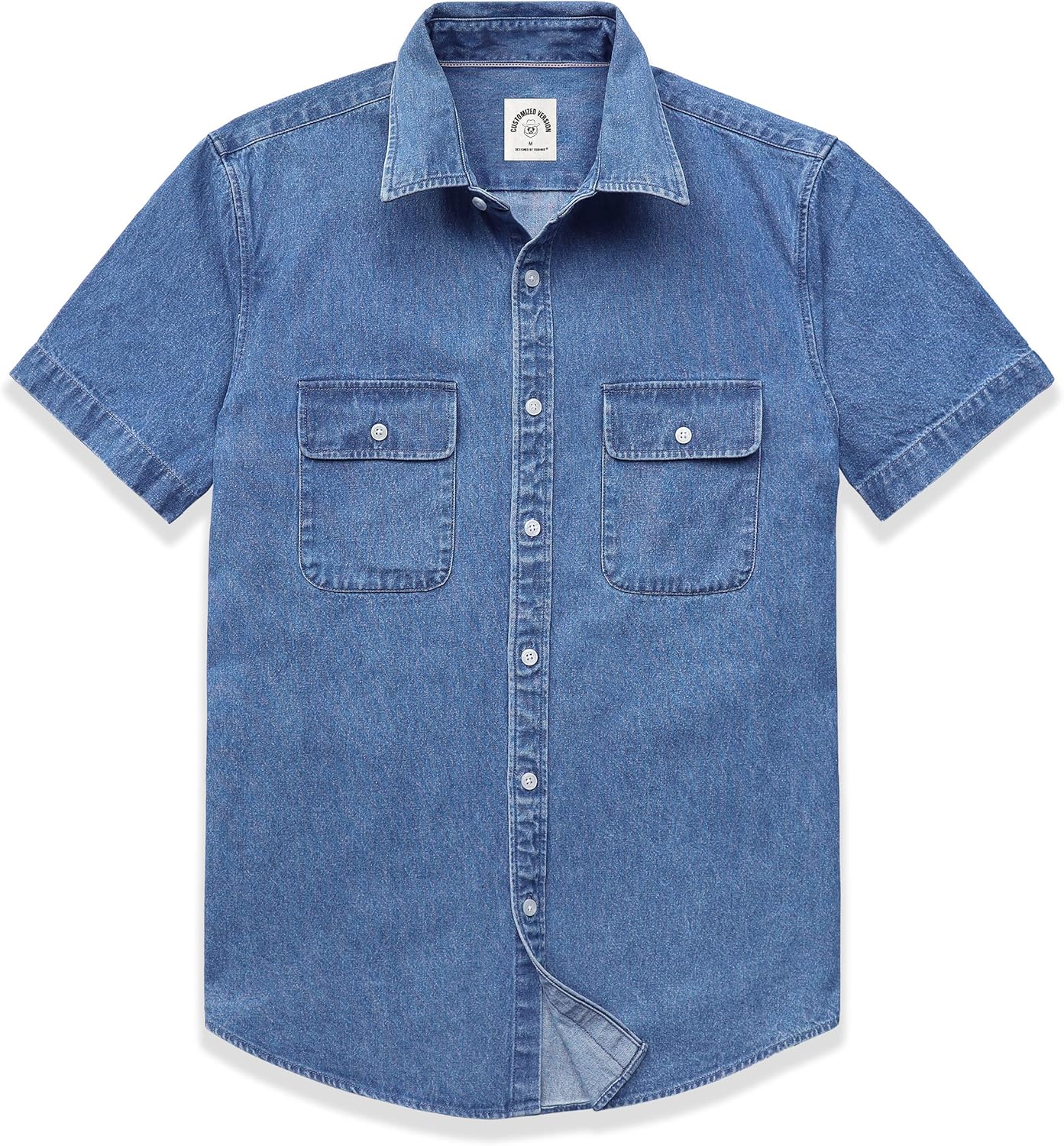 Dubinik Mens Short Sleeve Button Down Denim Shirt for Casual Wear