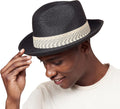 Pineapple&Star Genoa Fedora Bucket Sun Straw Hat - Packable UPF 50