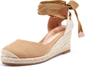 Platform Espadrille Wedge Sandals for Women - Lace Up Closed Toe