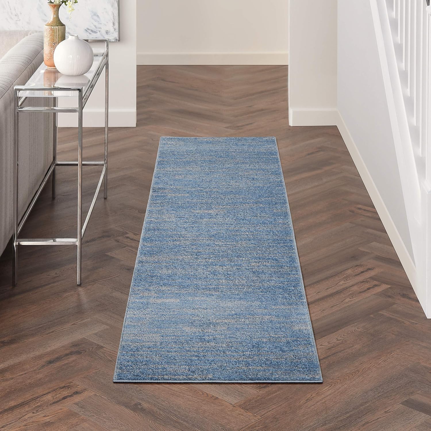 Blue/Grey Indoor Outdoor Rug for Versatile Spaces 2ft 2in x 10ft