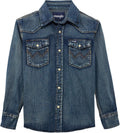 Wrangler Boy's Long Sleeve White Snap Shirt - Classic Western Style