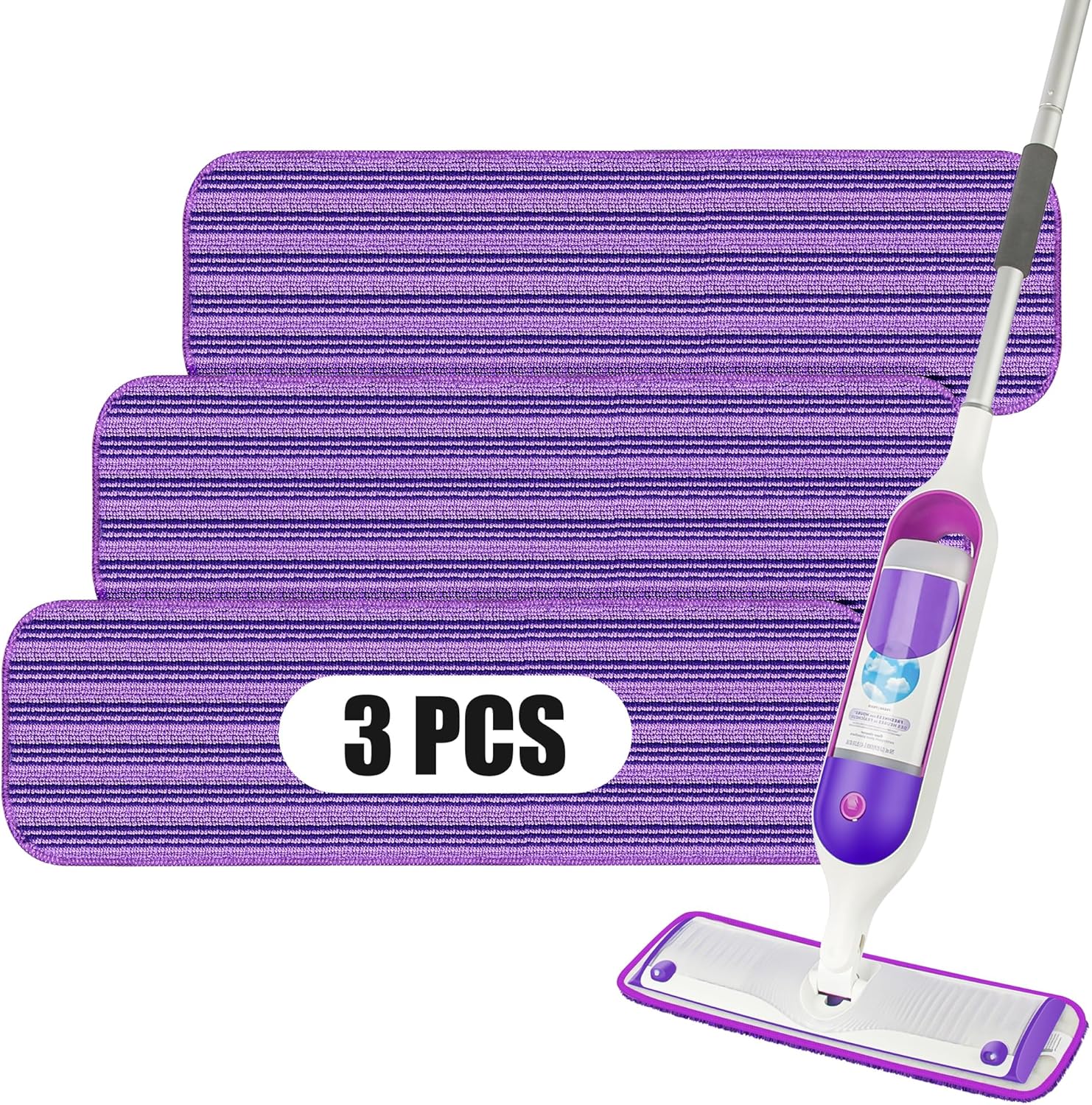 POPTEN Reusable Power Mop Pads -  Multi-Surface Cleaning