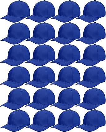 24 Pieces Blank Baseball Cap Adjustable Back Strap for All